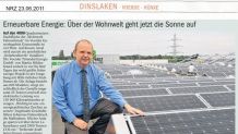 Zeitungsartikel über die Installation von Solaranlagen bei Wohnwelt Fahnenbruck